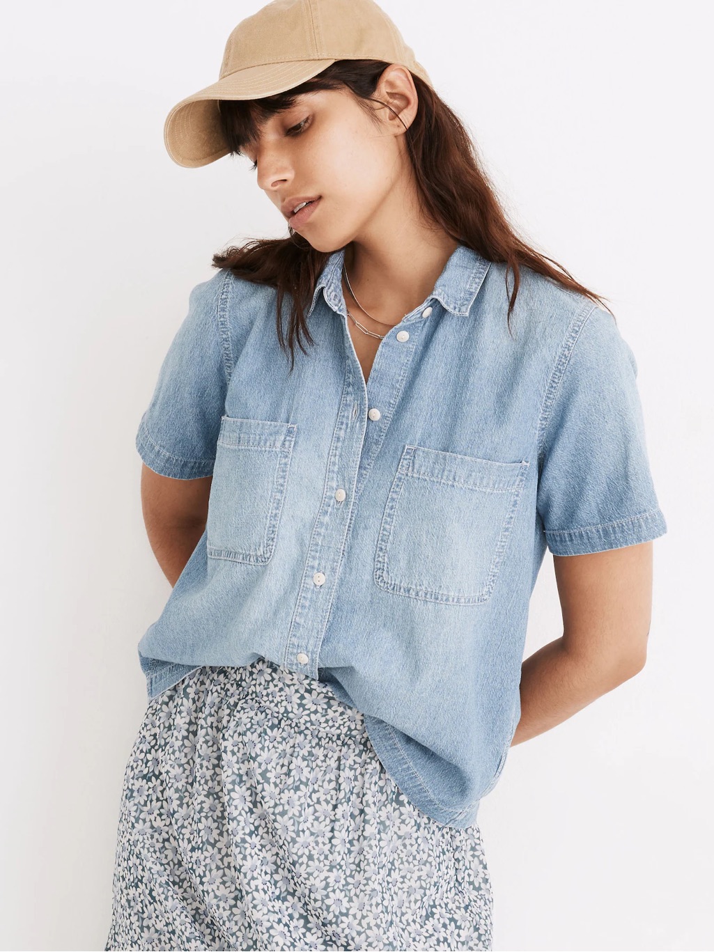 Madewell Denim Short-Sleeve Button-Up Shirt In Brickton Wash
